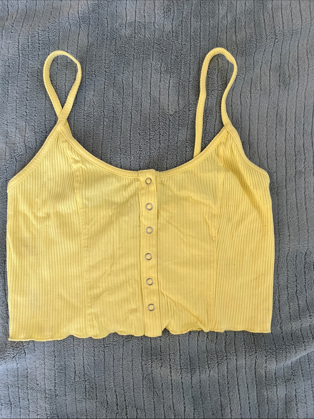 Love Tree Sunny Yellow Ribbed Snap-Front Cami